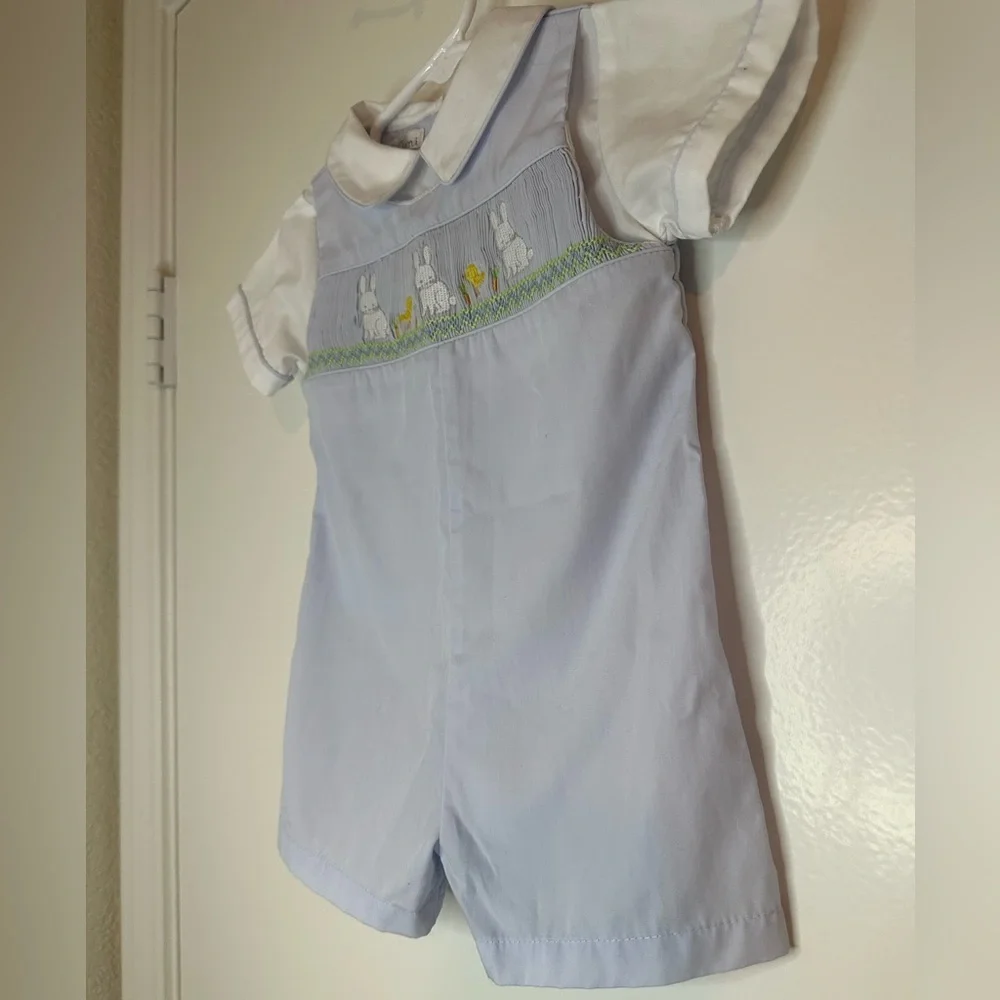 Petit Ami Baby Boys Smocked Shortall Size 3mo - Picture 3 of 6